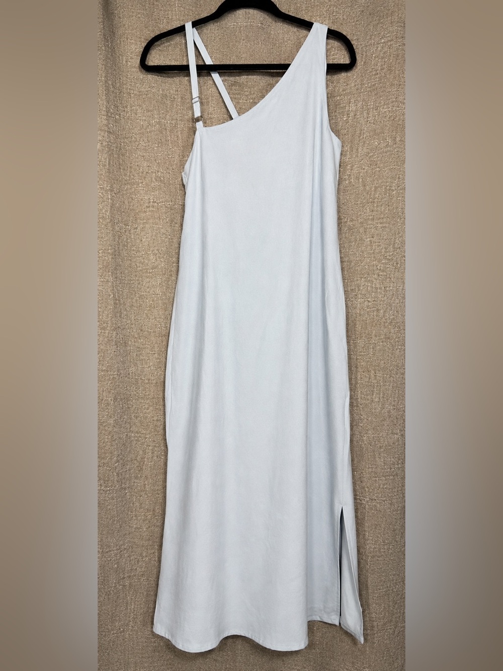 Lotus Eaters Asymmetric Linen Blend Maxi Dress Greek Designer Minimalist